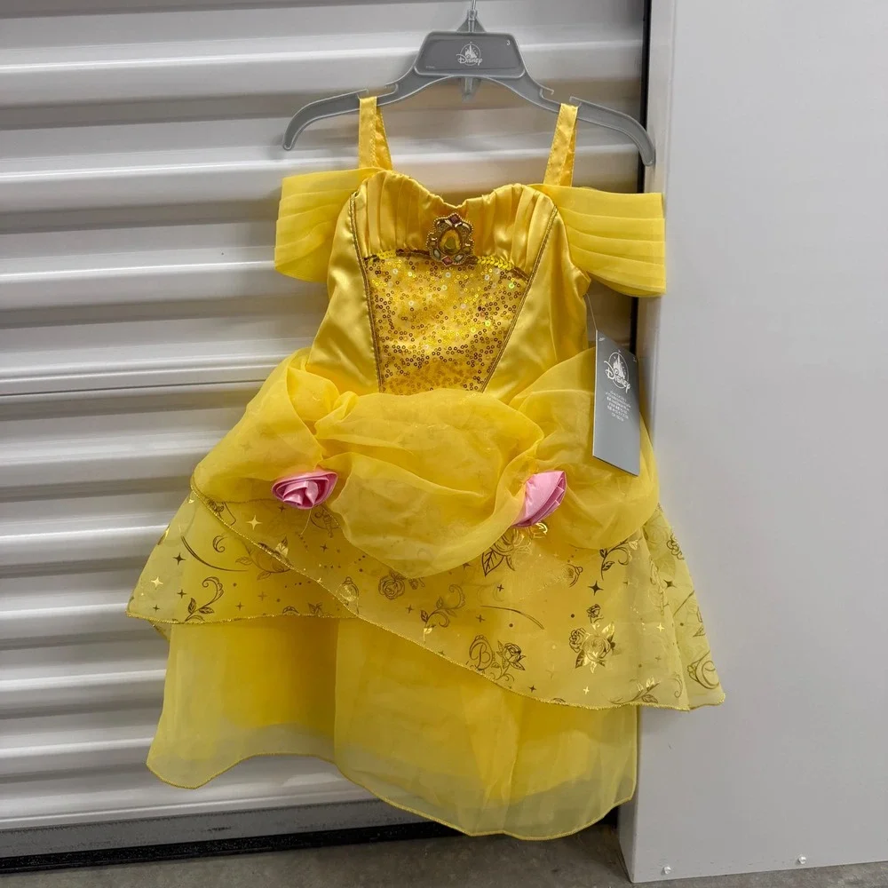 Disney Princess Belle Dress Girls Size 4 Yellow Beauty and the Beast Costume NWT